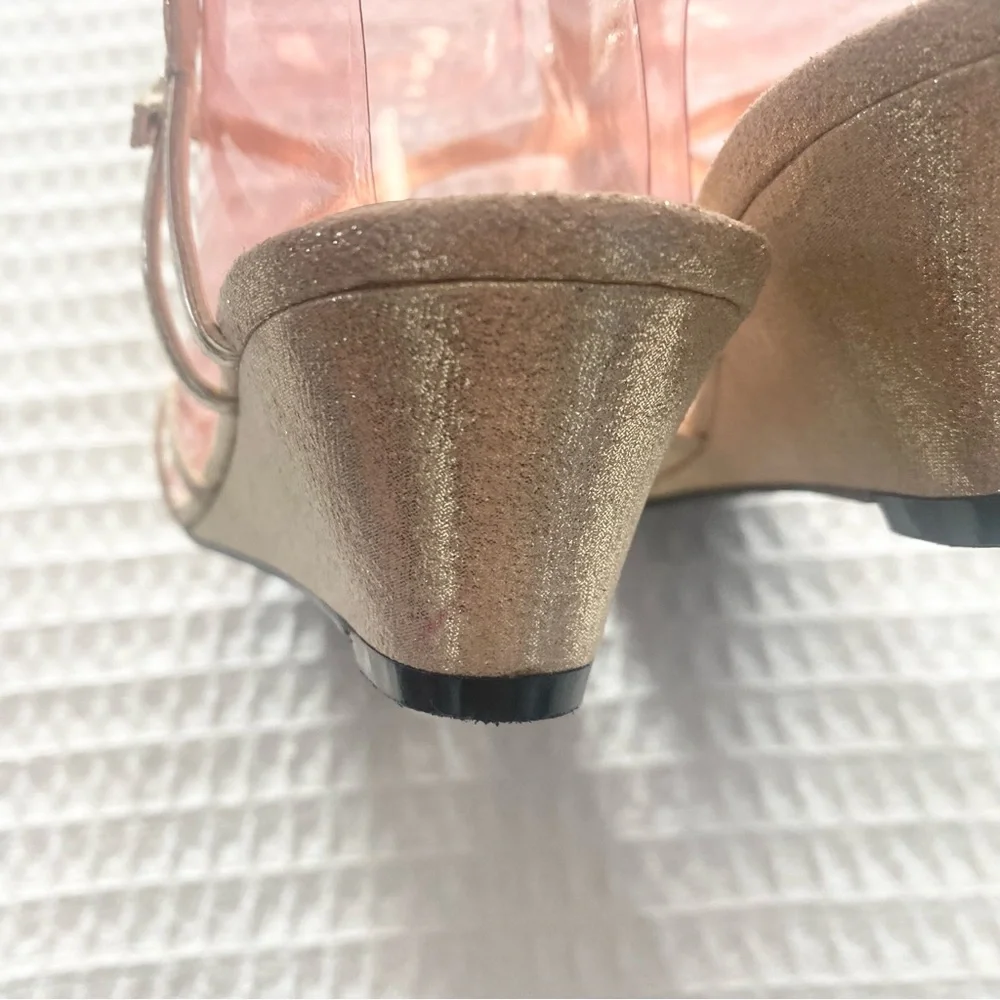 Nina Foley YG Platino Glittery Gold Wedge Sandals size 10